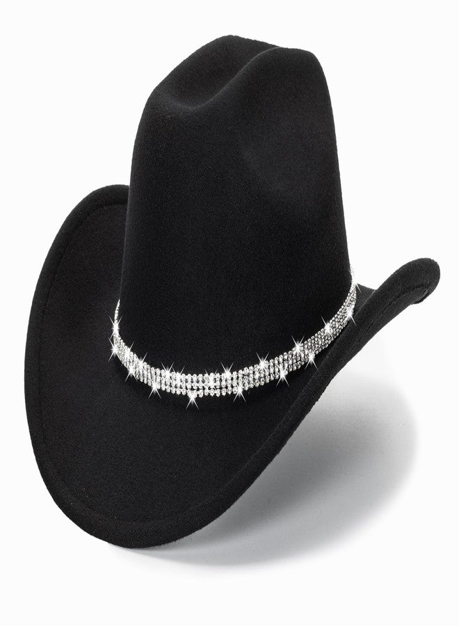 CXQRR Glitter Silver Black Cowboy Hats for Women - Western Sparkly Rhinestone Cowgirl Hat for Ladies - Image 1